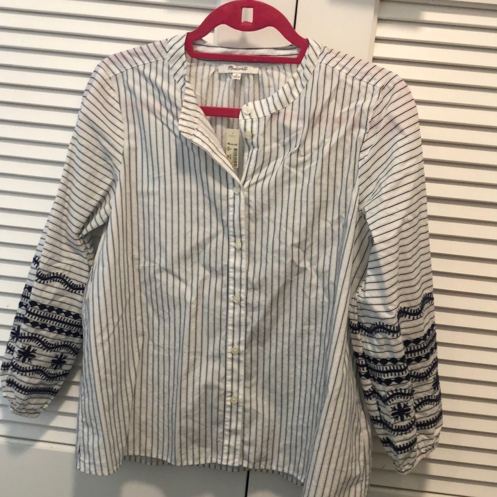 Madewell NWT striped button down - very unique!